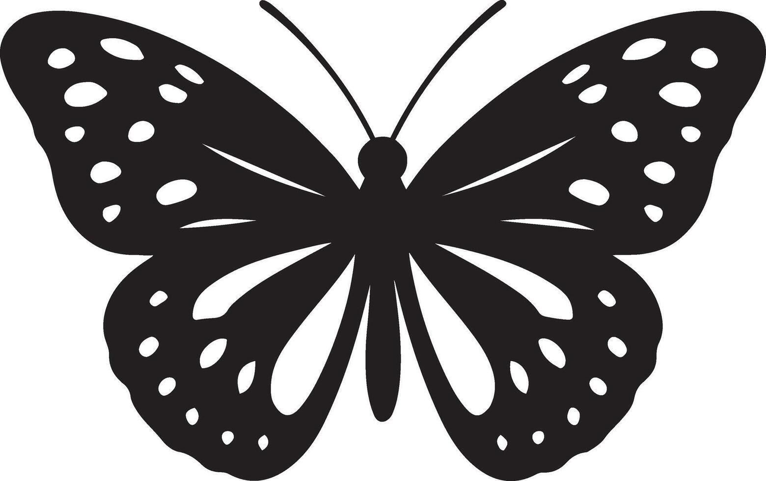 Butterfly silhouette black and white illustration, Graceful insect for nature themes vector