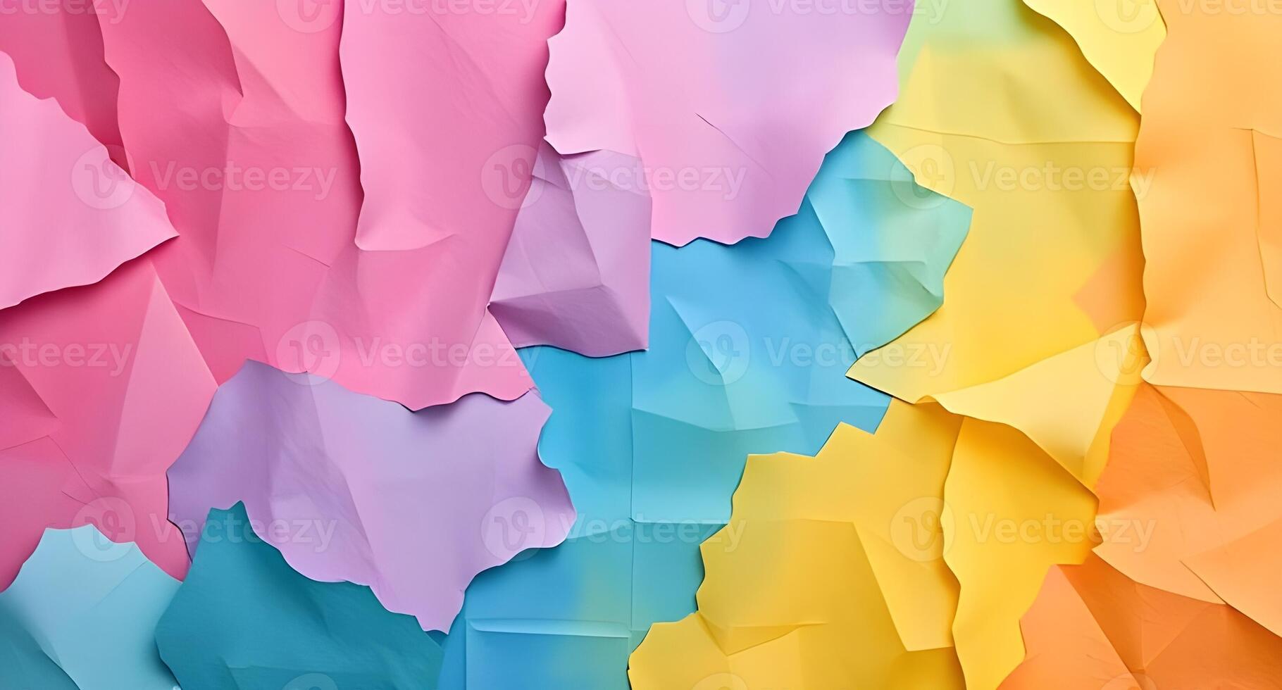Colorful paper crumpled into a rainbow pattern photo
