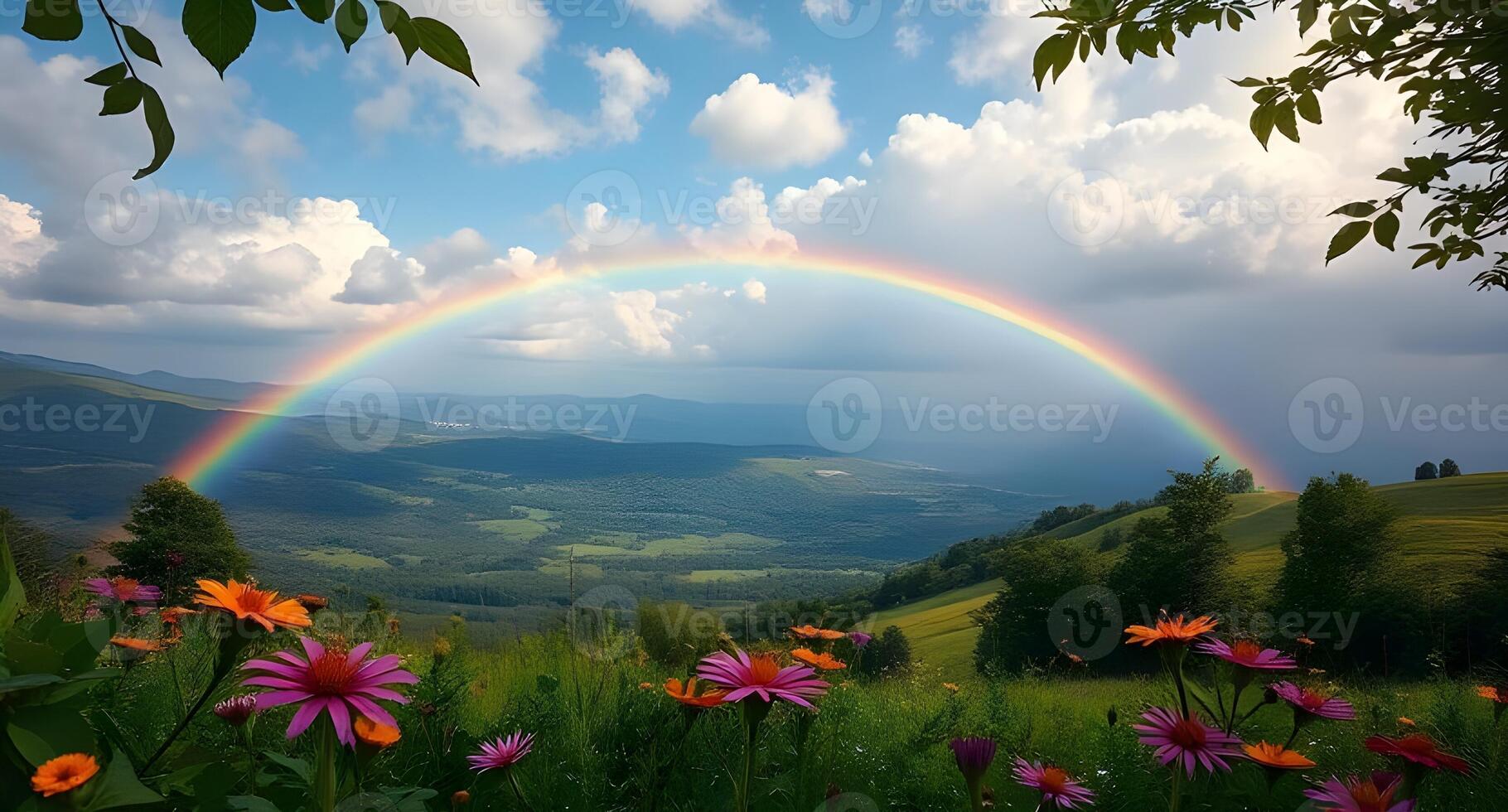 Rainbow over the mountains photo