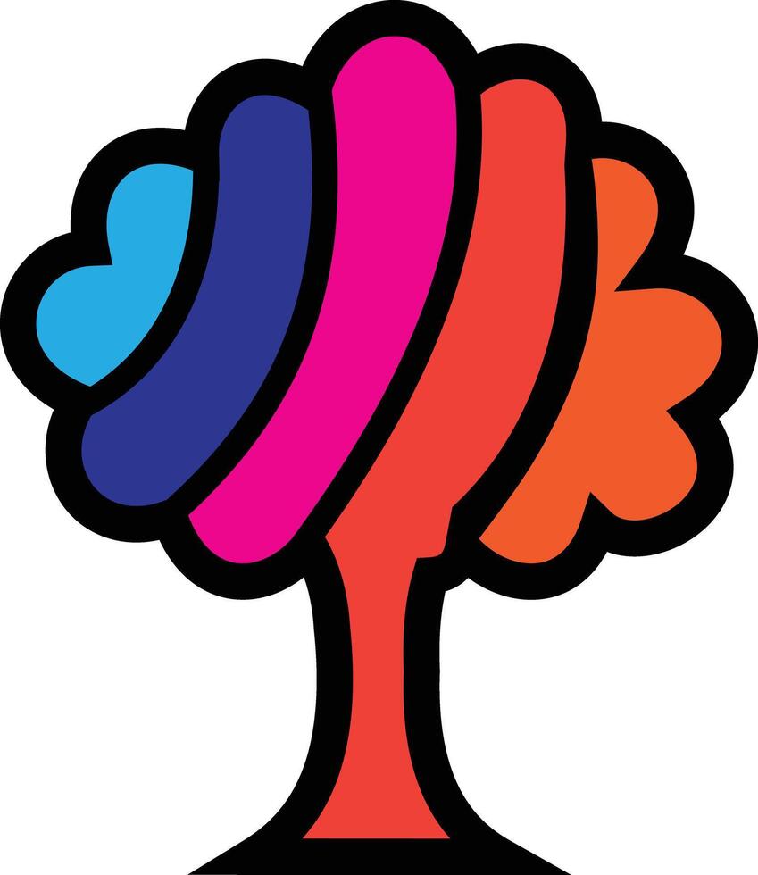 illustration of a tree with a red ribbon vector