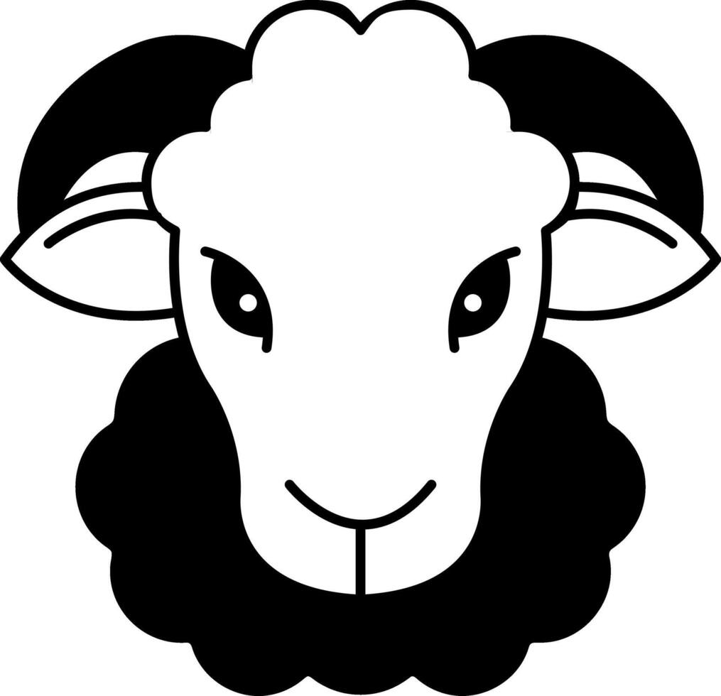 black and white ram animal isolate vector