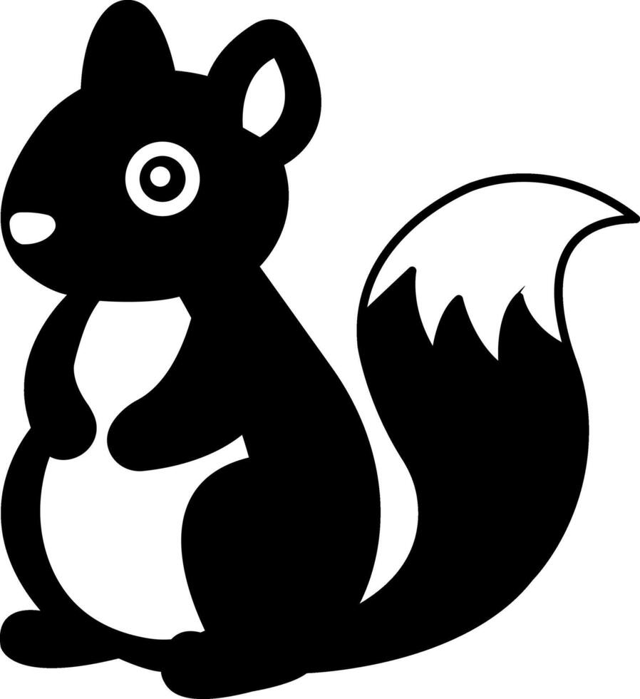 isolate black and white squirrel illustration vector