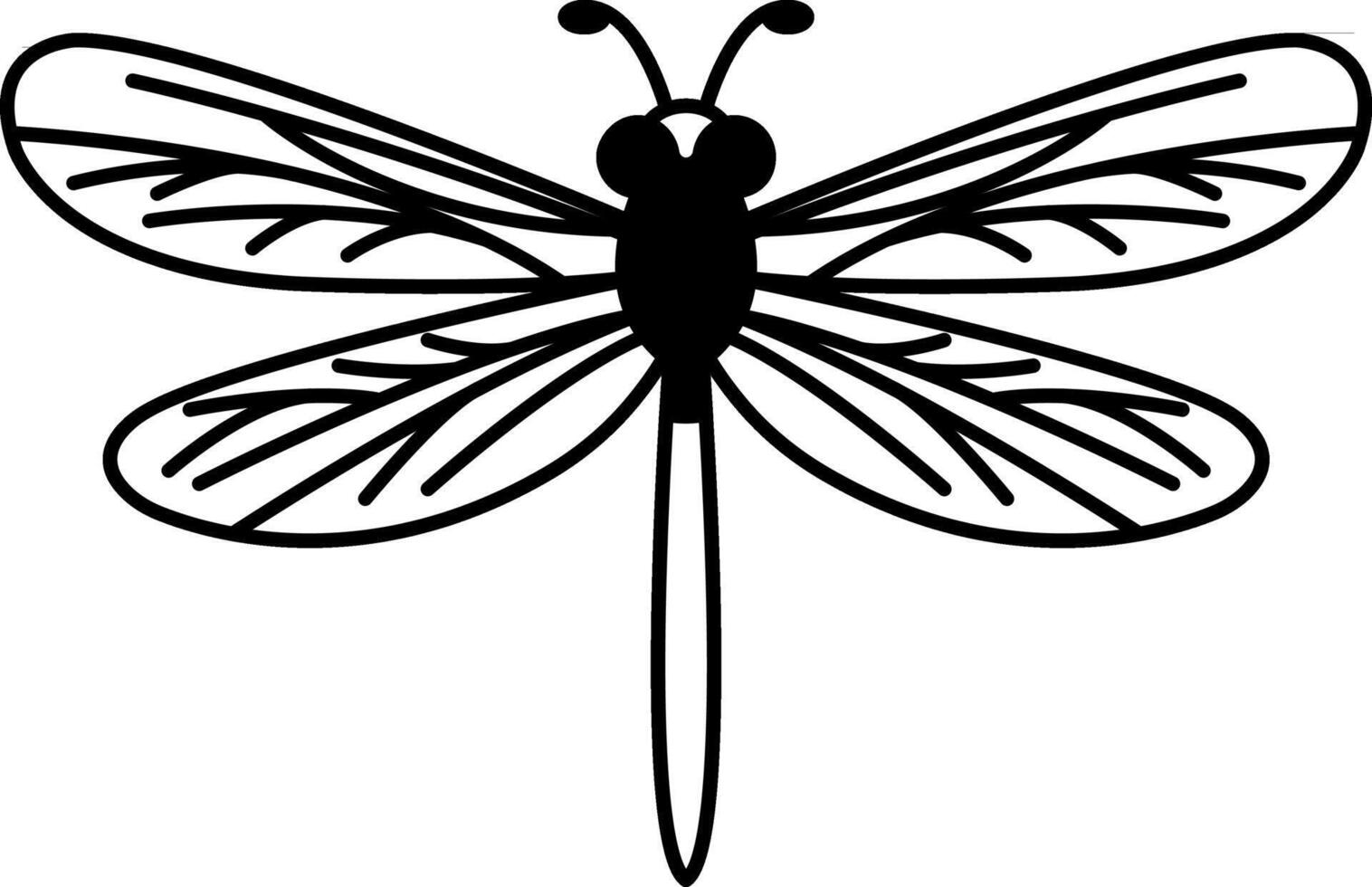 black and white isolate icon of dragonfly vector
