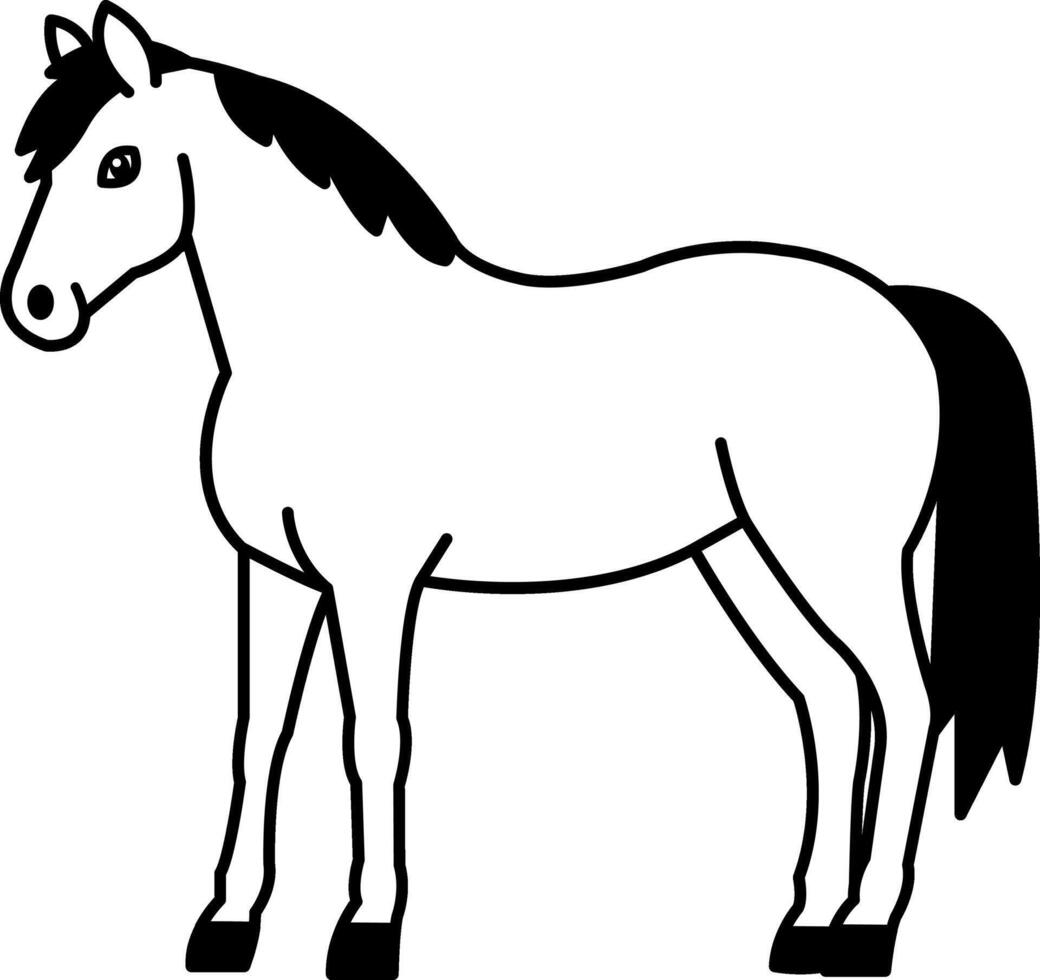 isolate black and white horse illustration icon vector