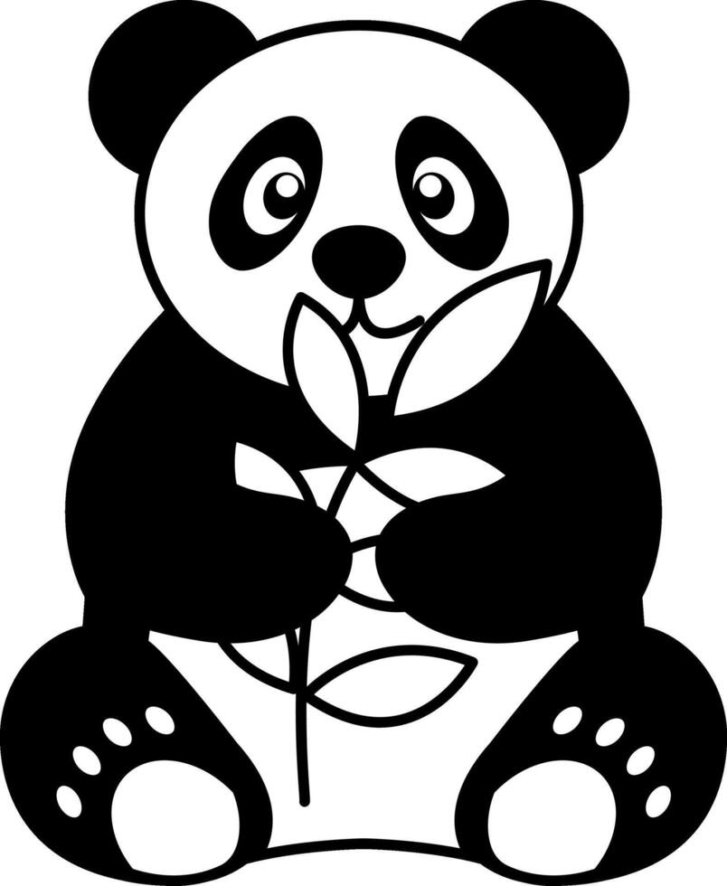 isolate black and white panda icon vector