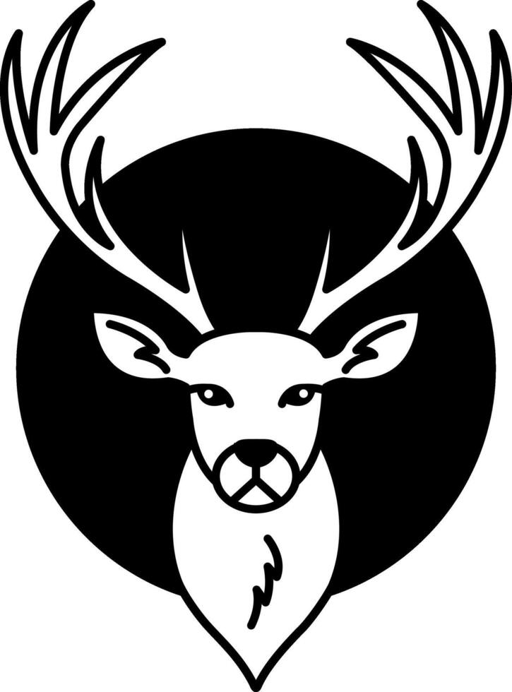 isolate black and white deer illustration icon vector