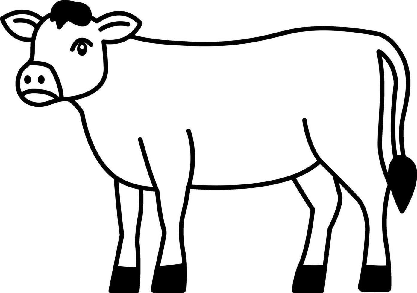 isolate black and white cow illustration icon icon vector