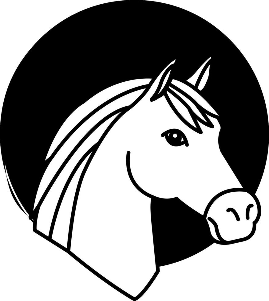 isolate black and white horse illustration vector