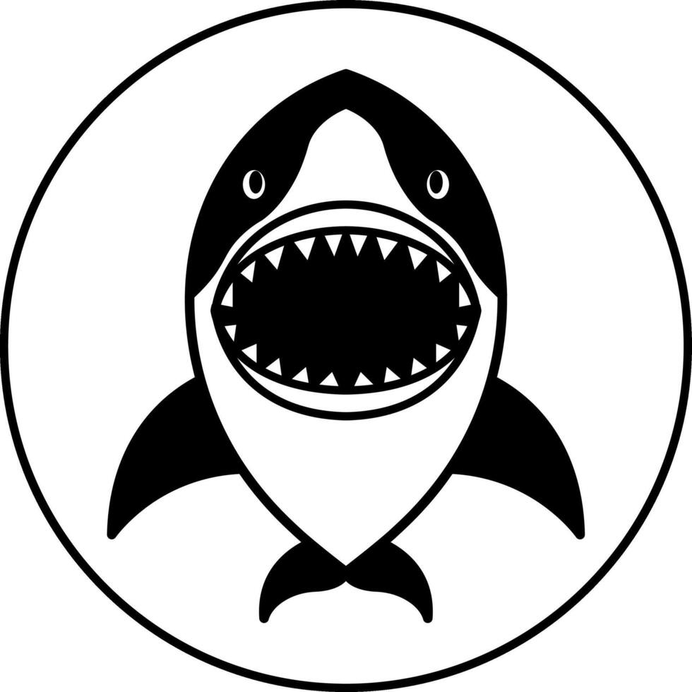 isolate black and white shark icon vector