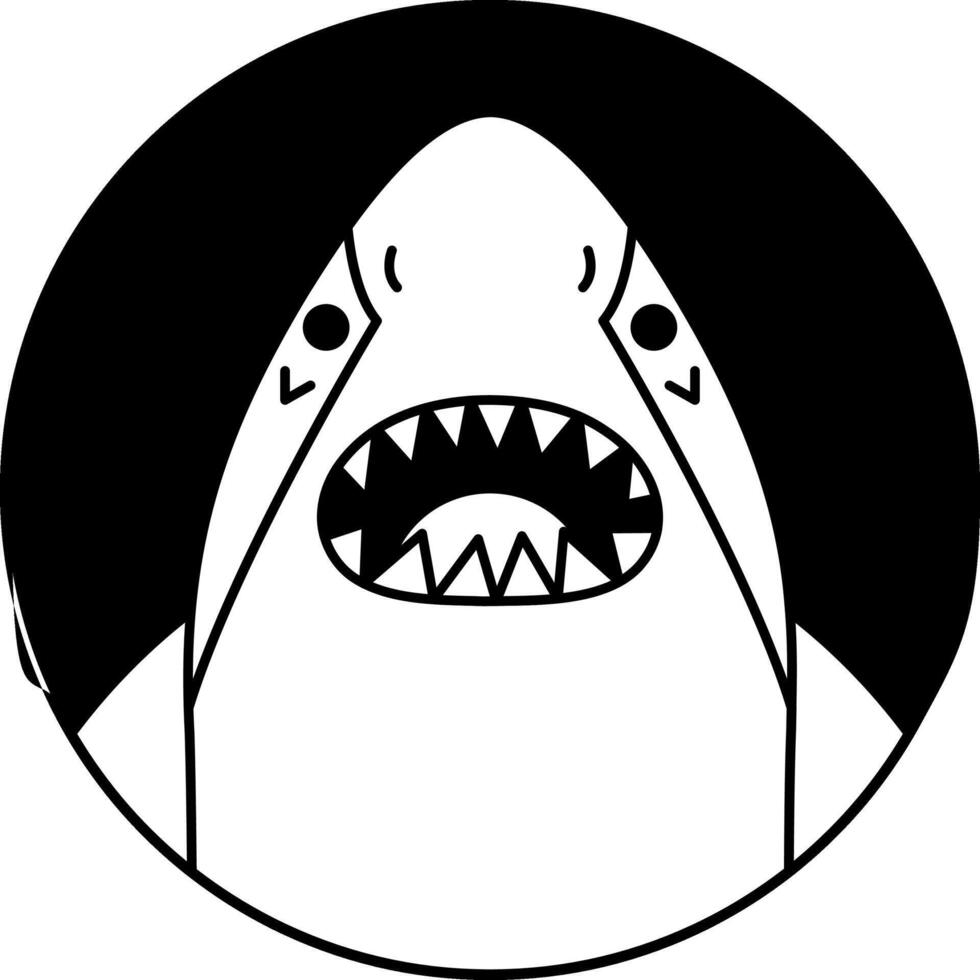 black and white shark icon vector