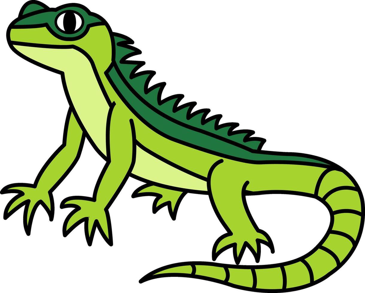 isolate illustration of a green lizard icon vector
