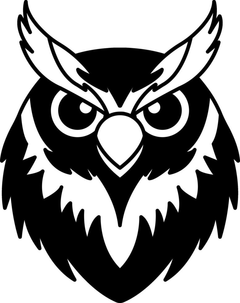 isolate black and white owl illustration icon vector