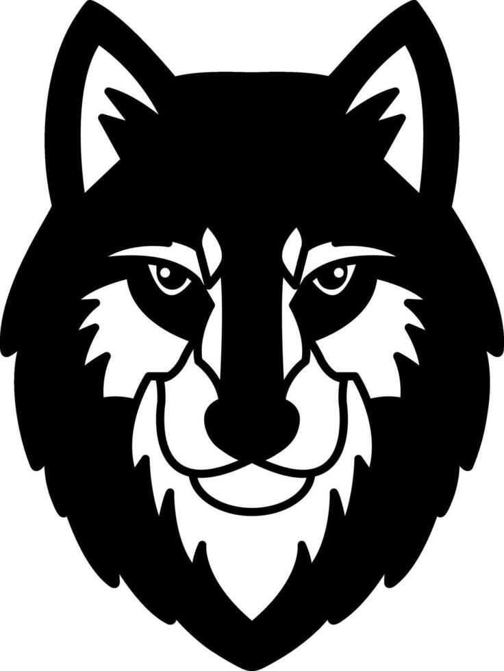 isolate black and white wolf icon vector