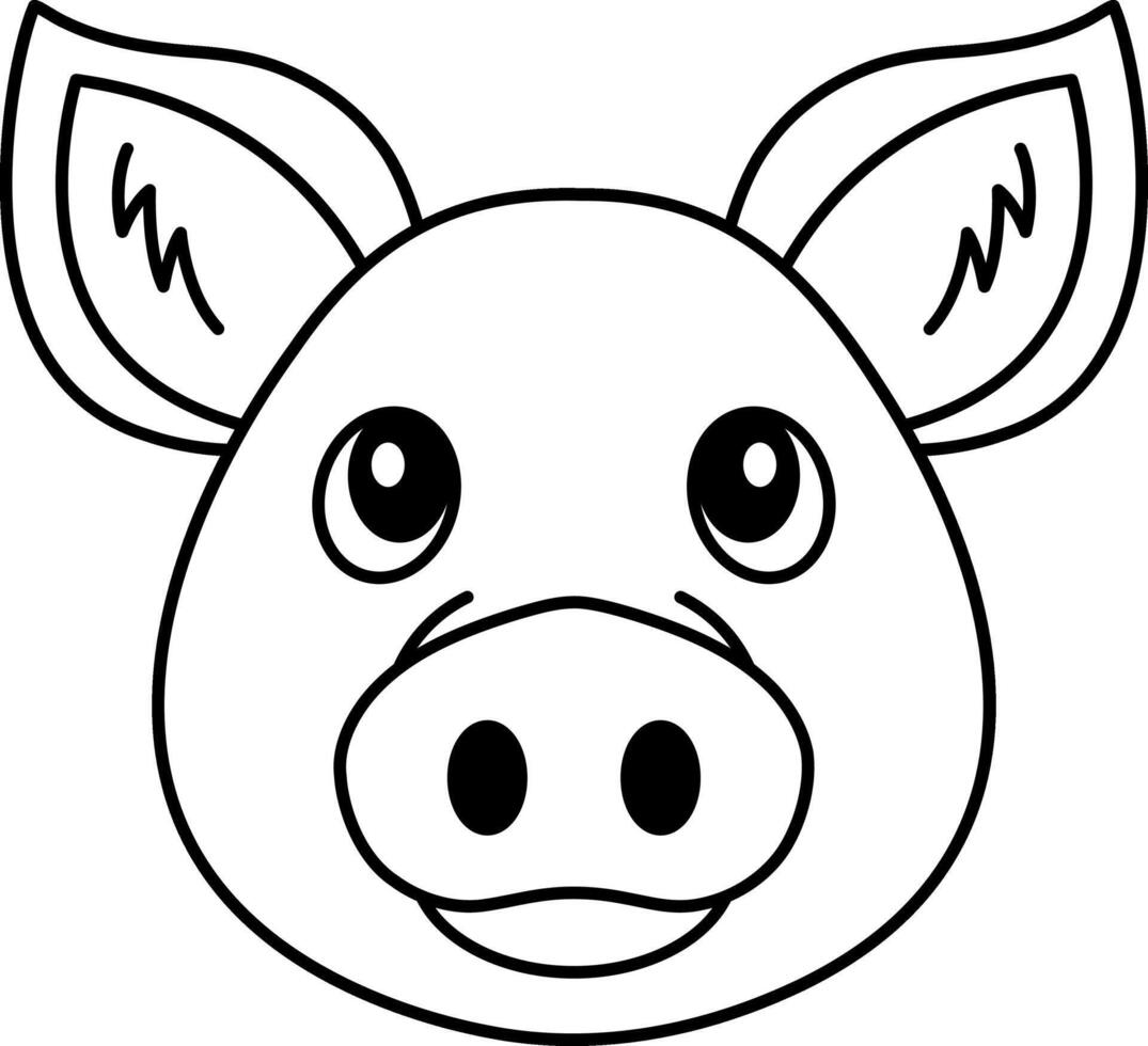 isolate black and white pig illustration icon vector
