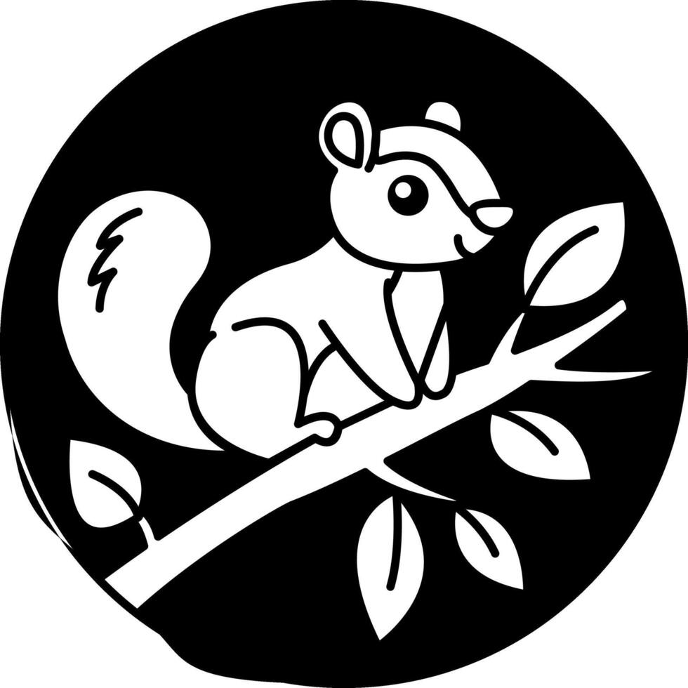 black and white squirrel icon vector