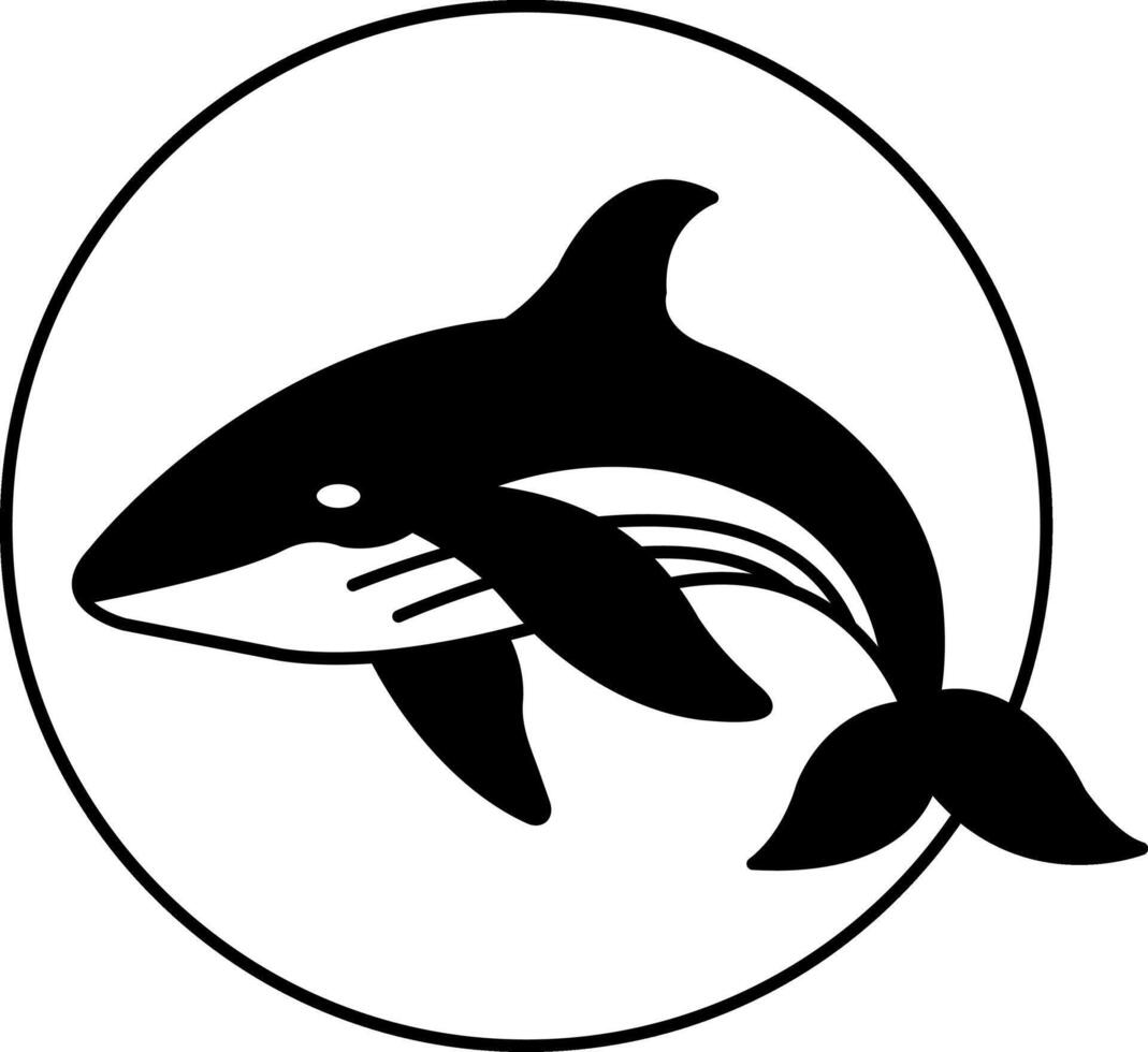 black and white whale icon vector