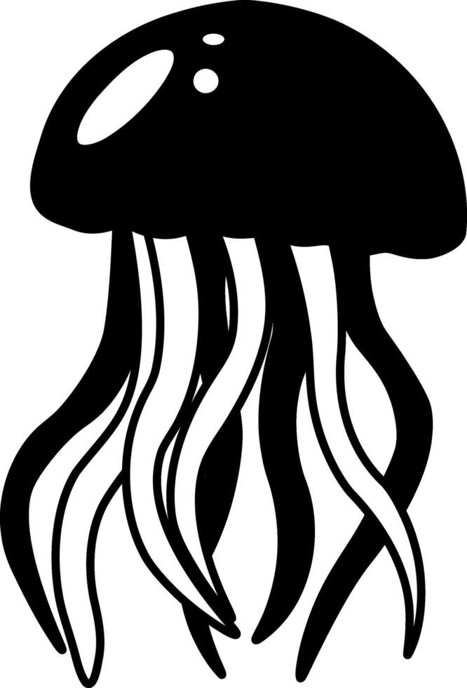 isolate black and white icon of Jellyfish vector
