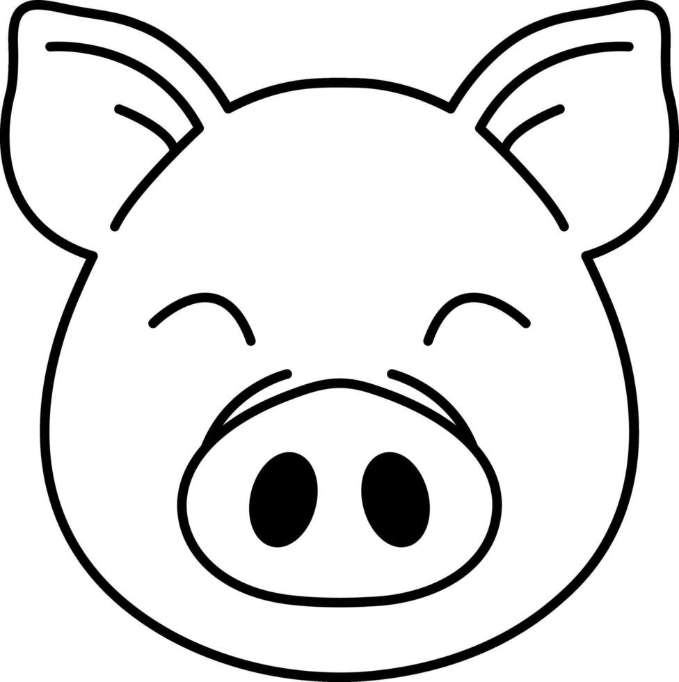 isolate black and white pig icon vector