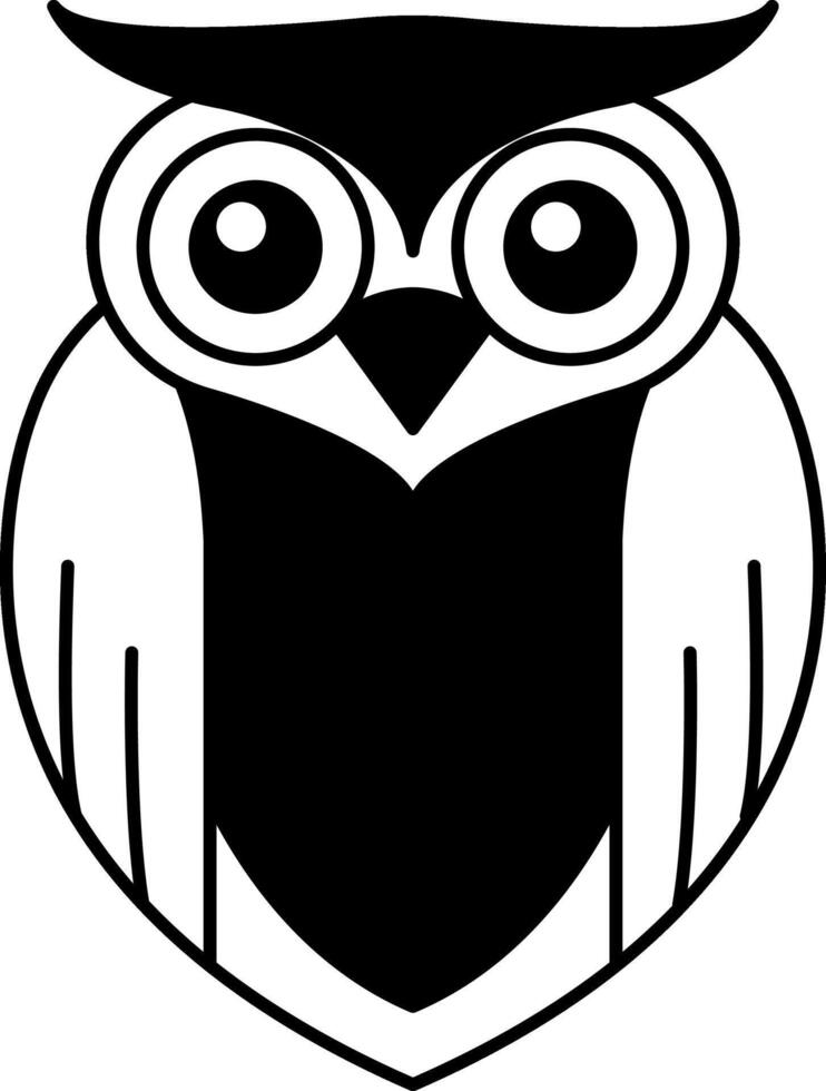 black and white owl icon vector