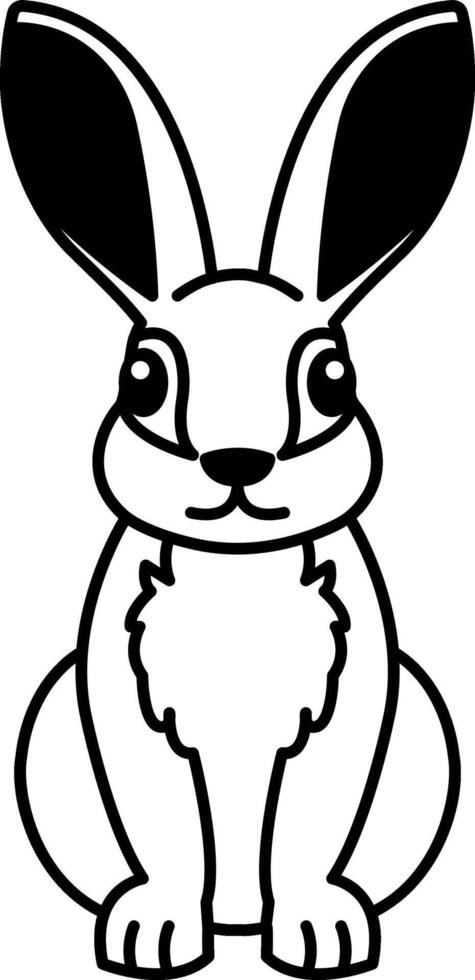 isolate black and white illustration rabbit icon vector