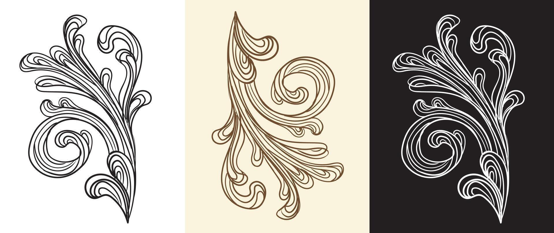 Set of scroll hand drawing design elements illustration vector