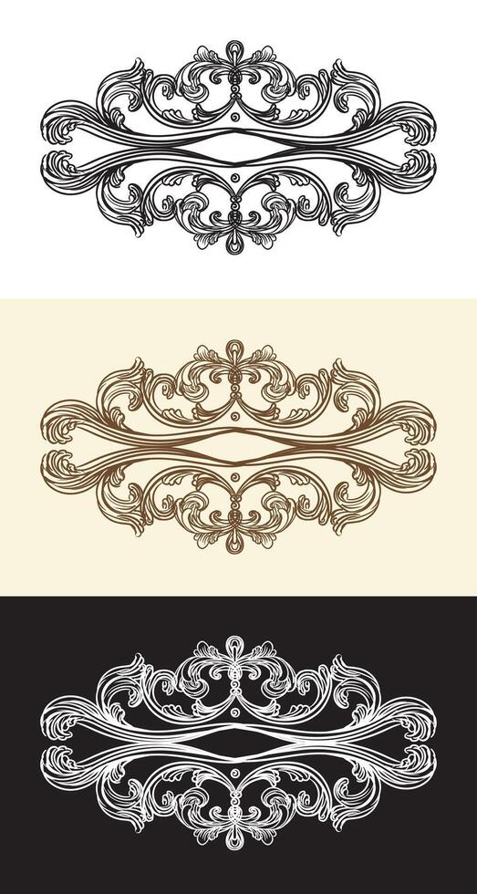 Baroque design elements set of illustration vector