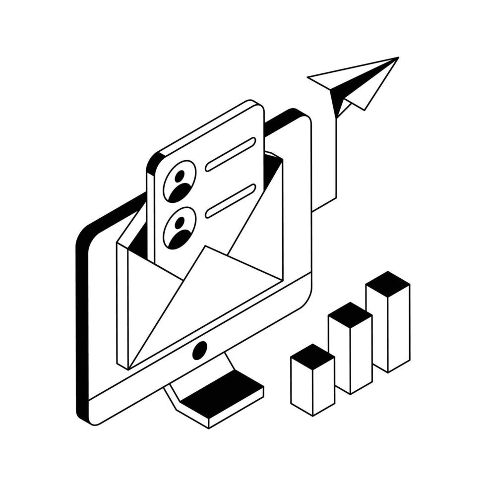 An amazing isometric icon of email marketing needs. vector