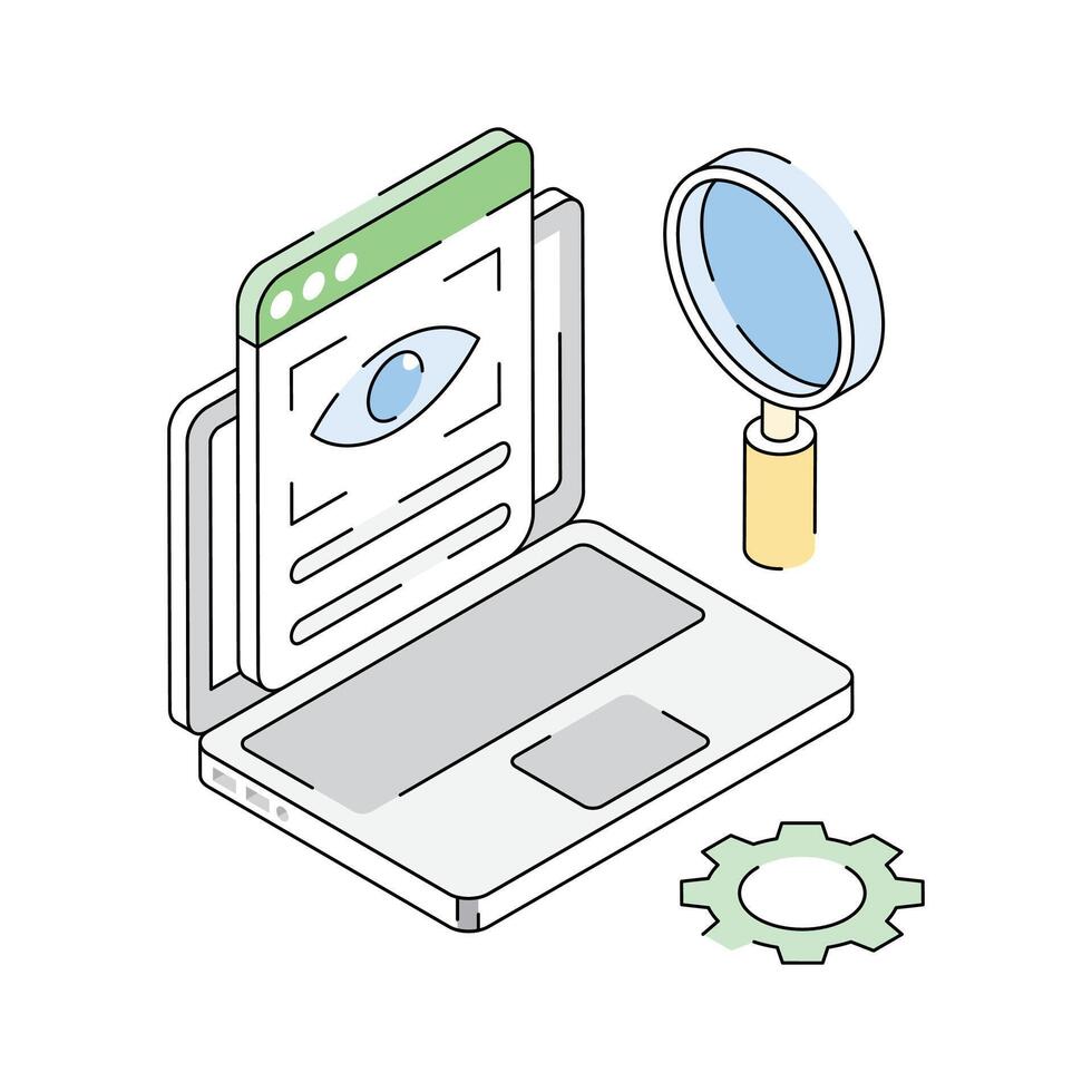 A visually appealing isometric icon of web monitoring dashboard vector