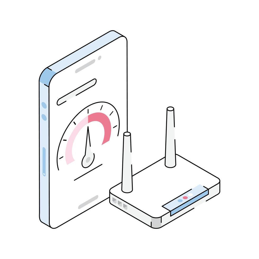 Visually appealing isometric outline icon of internet speed testing vector