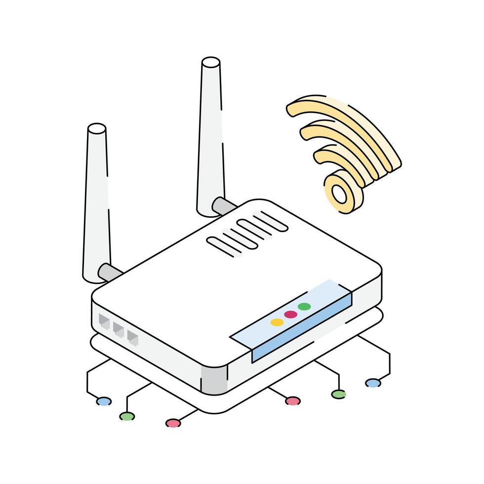 Visually engaging isometric icon showing an internet router device vector