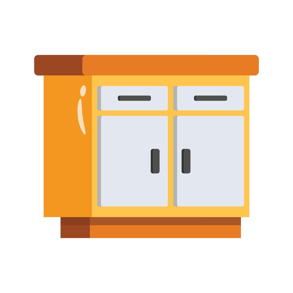 A sleek 2d icon of counter cabinet unit vector