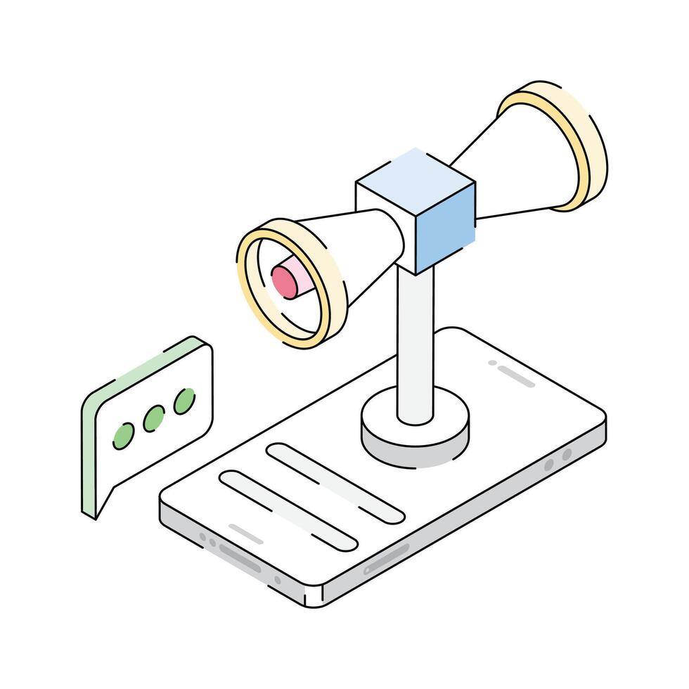 Well designed isometric outline icon showing online announcement screen vector