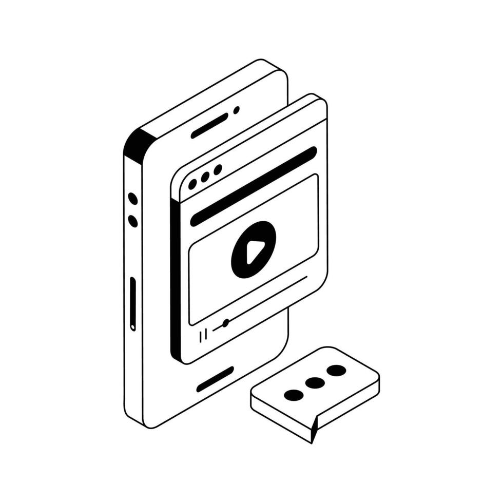 An isometric icon of seamless streaming service. vector