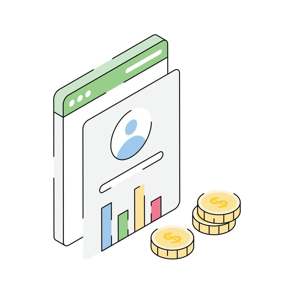 An isometric style icon of a trading profile is ready vector