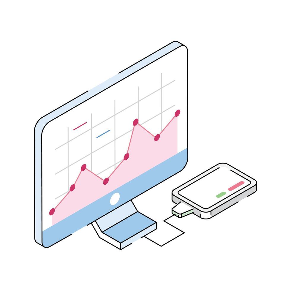 A captivating isometric icon showing data infographics vector