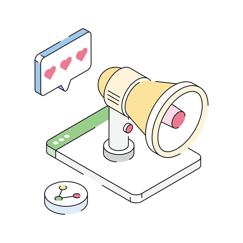 Grab this isometric icon focused on media advertising tool vector