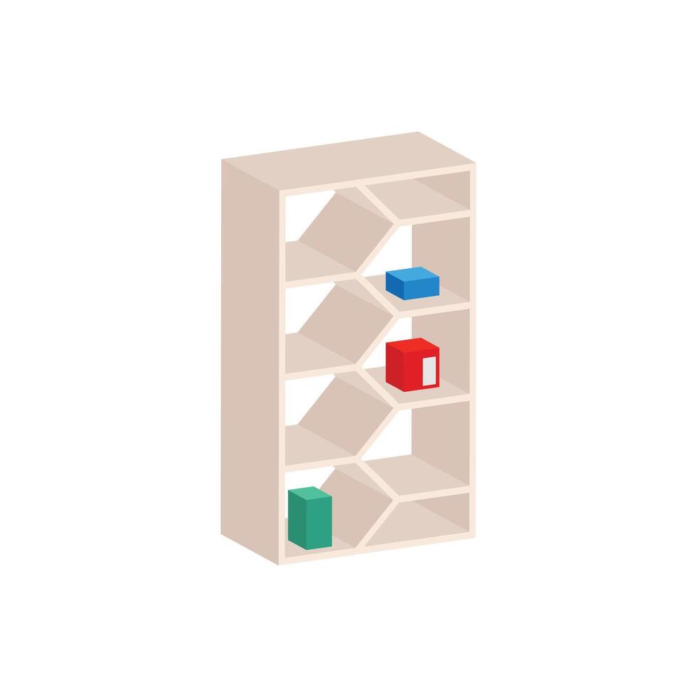 A trendy 2d style icon of modern shelves wall vector