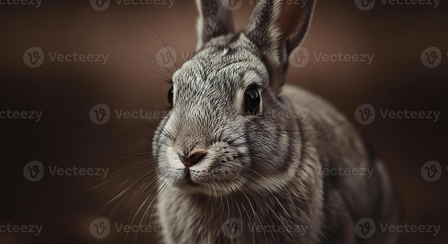 A close up of a rabbit with dark background photo
