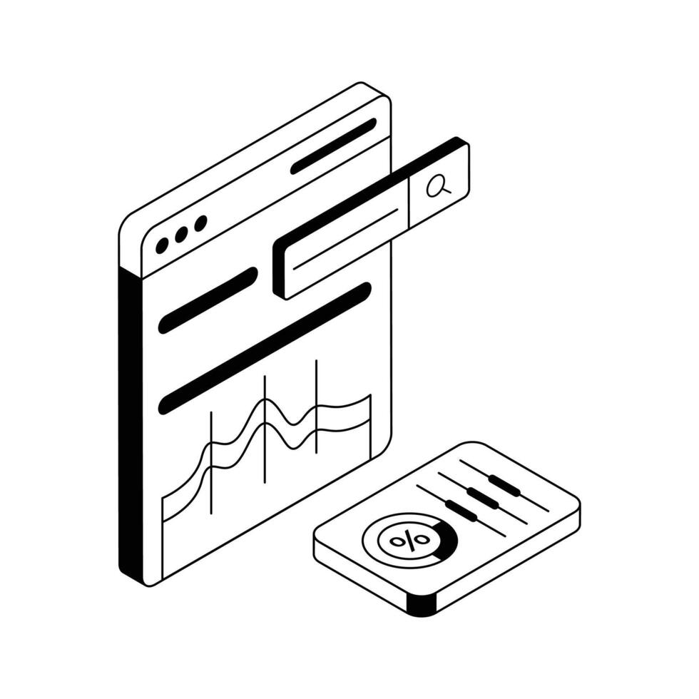 Check out this isometric outline icon of detailed site analysis. vector