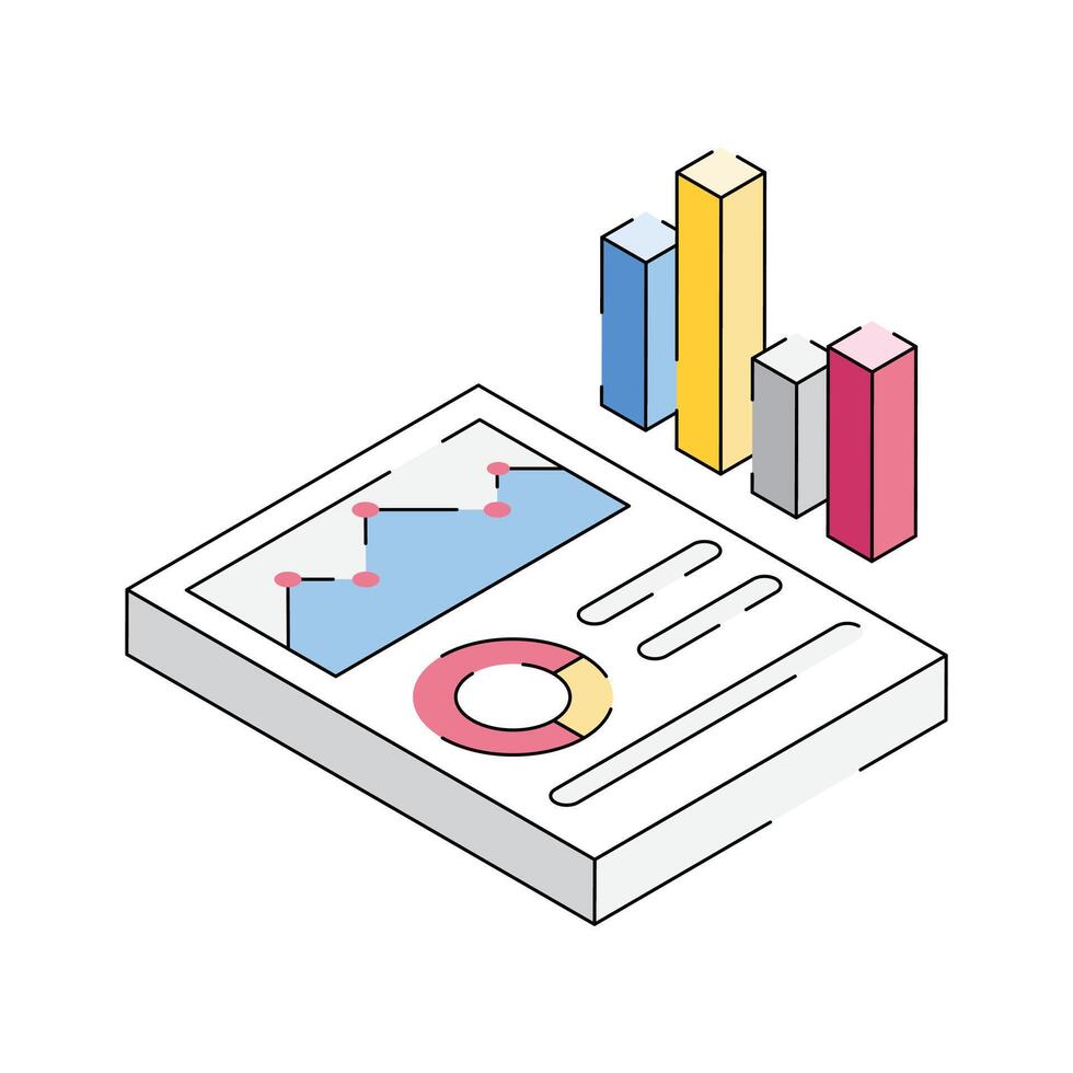 A captivating isometric icon of a digital data report vector