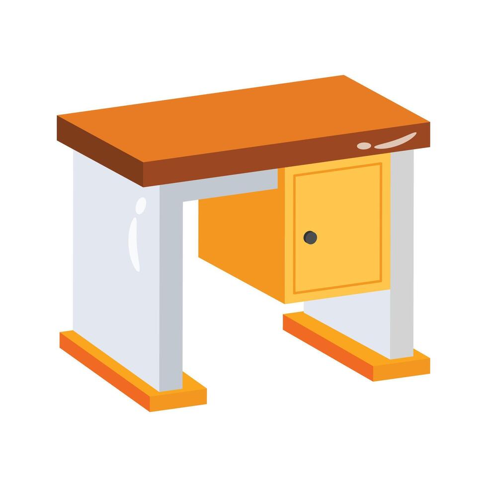 An aesthetic 2d icon of computer table setup vector