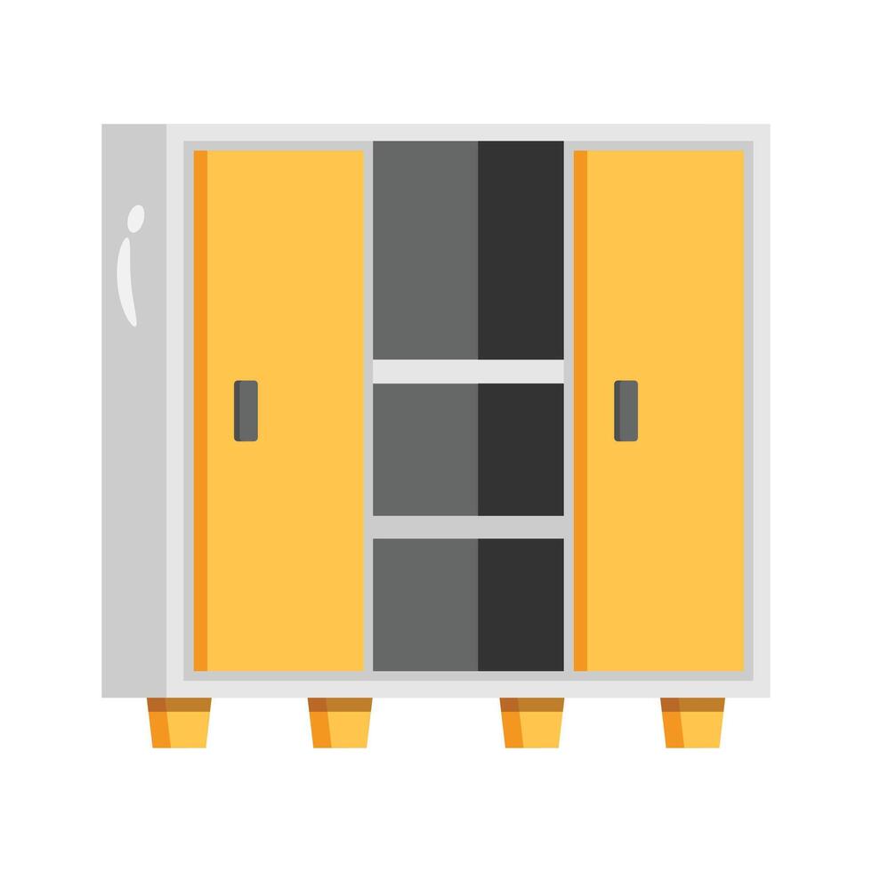 A clean 2d icon of open cupboard unit vector