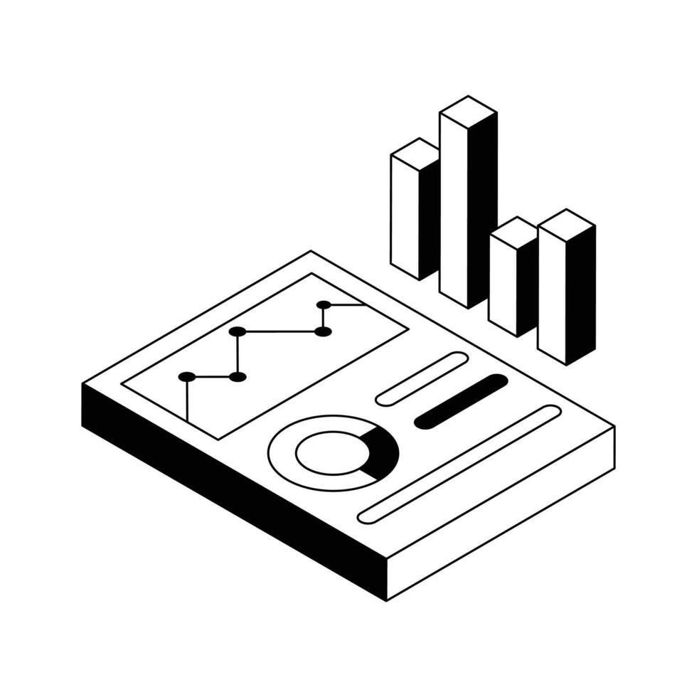 A captivating isometric icon of a digital data report. vector