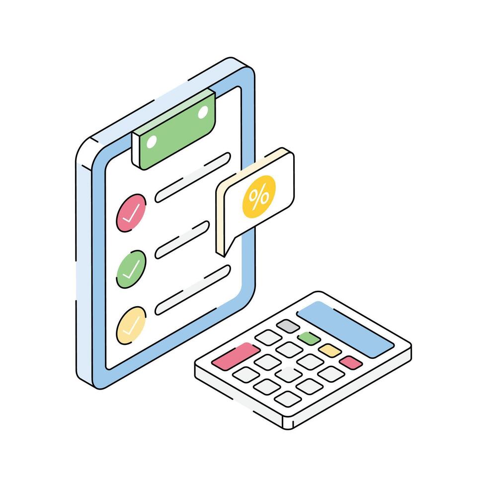 An isometric style icon of digital bookkeeping system is ready vector