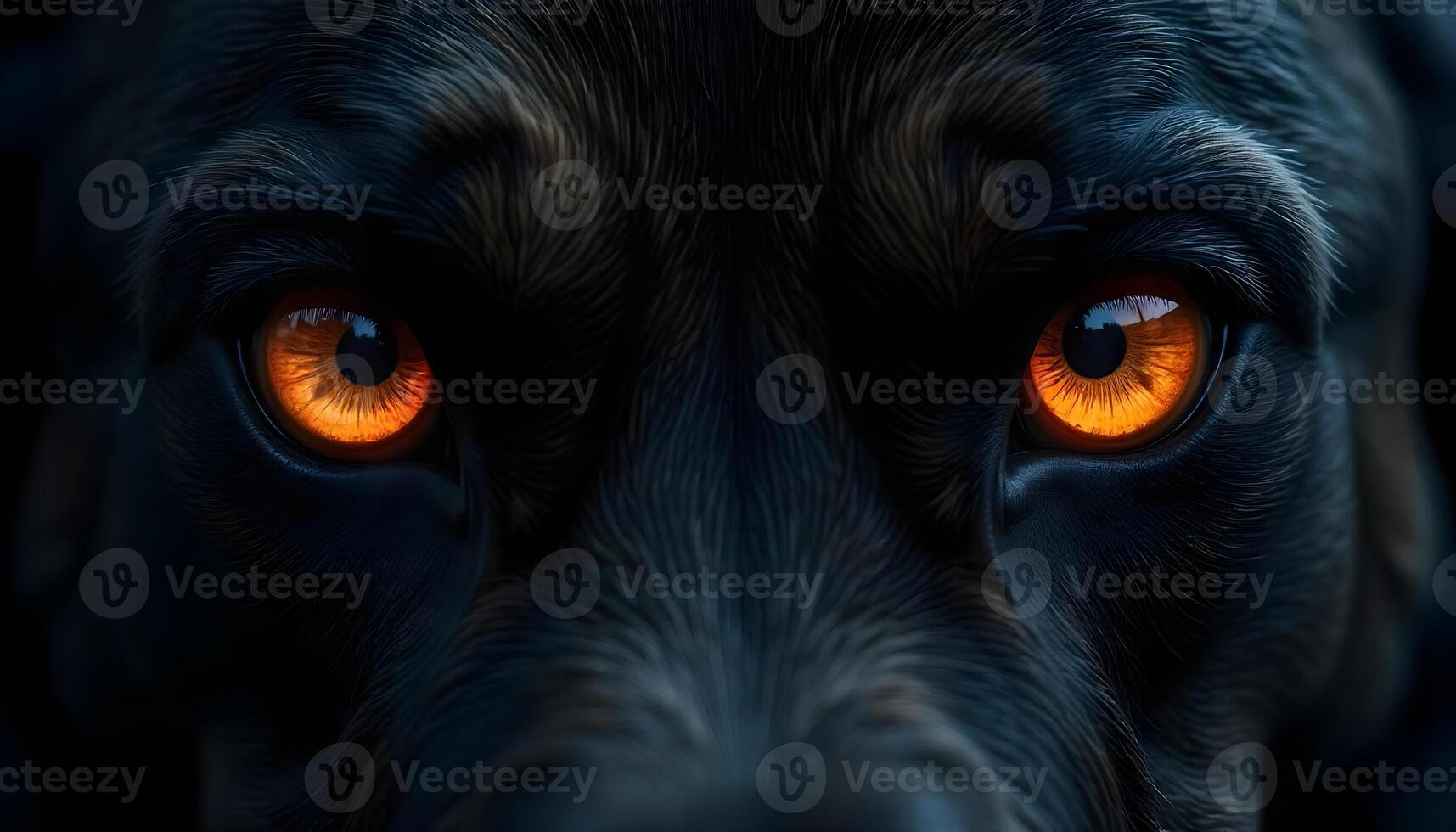 A black dog with a glaring, piercing, and creepy stare. photo