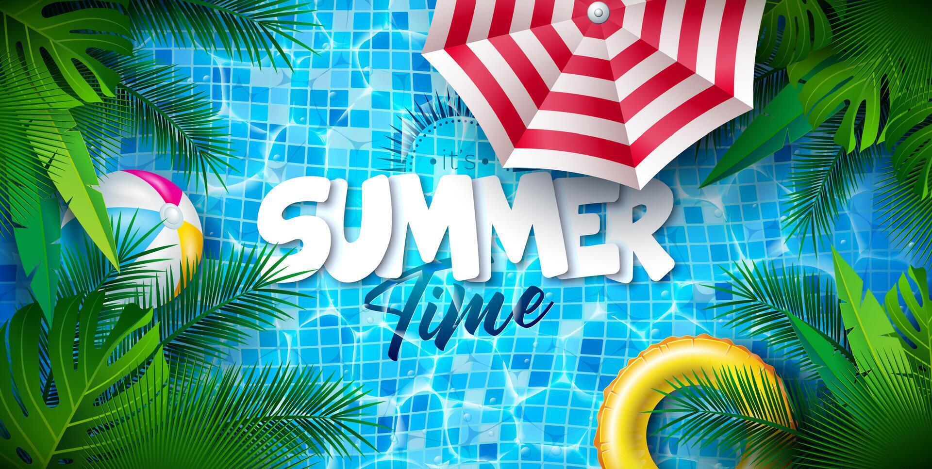 Summer time pool accessories and decorations vector