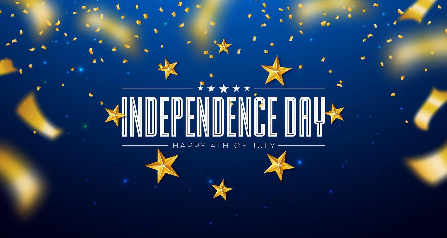 Independence Day stars and confetti vector