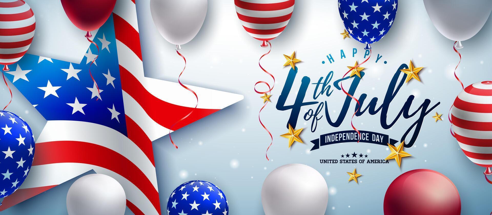 4th of July balloons and star decoration vector