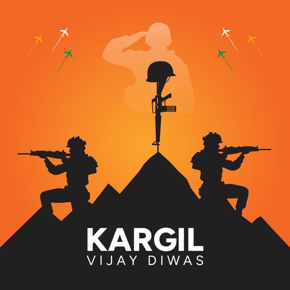 orange Kargil Vijay Diwas patriotic background vector