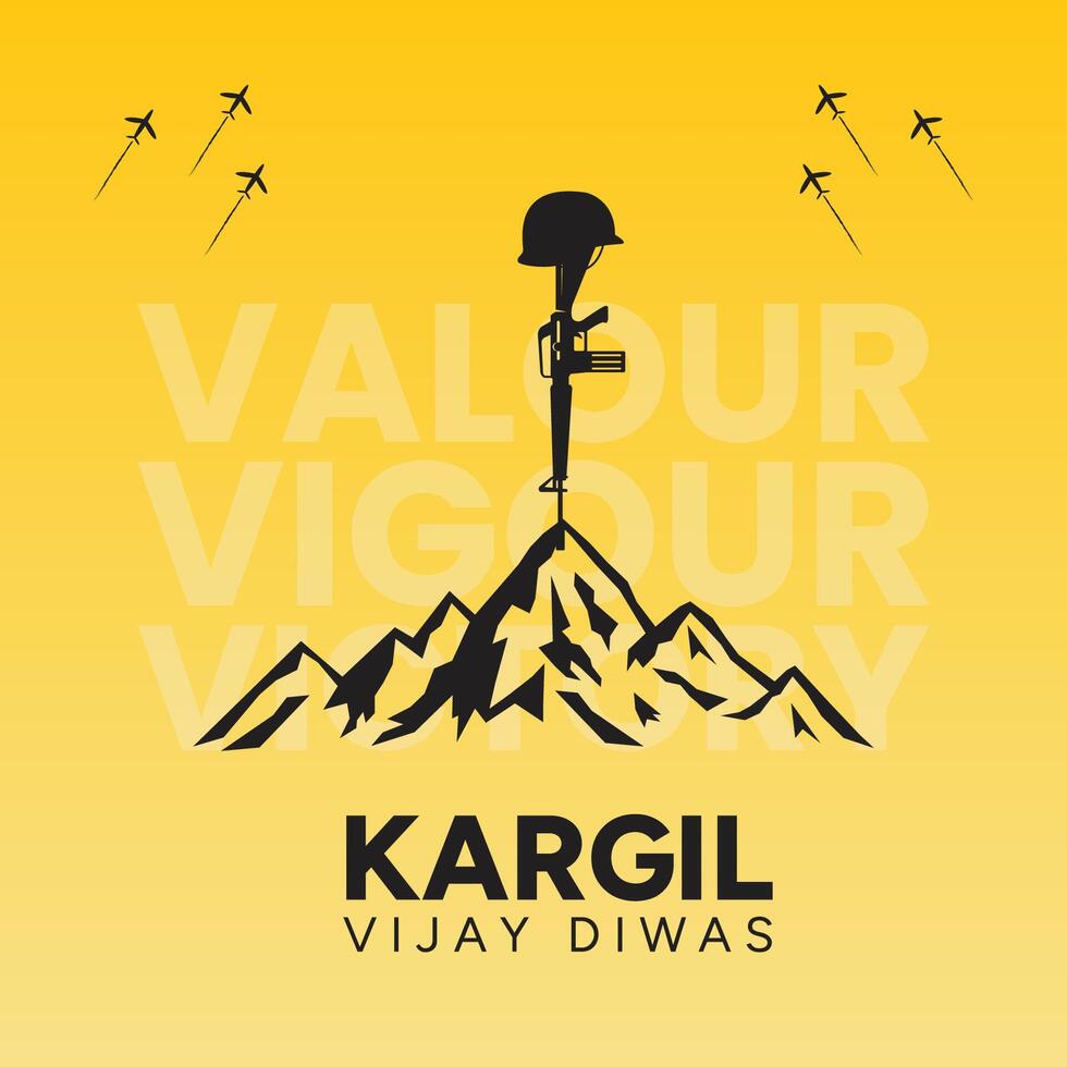 26 july Kargil Vijay Diwas in Yellow Background vector